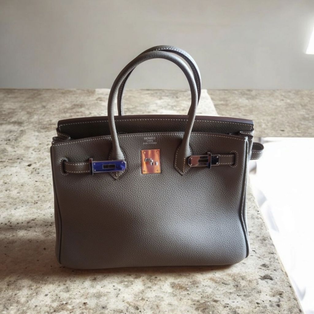 Hermès Birkin 35 Étoupe Clemence Leather Tas Mewah Elegan Hardware