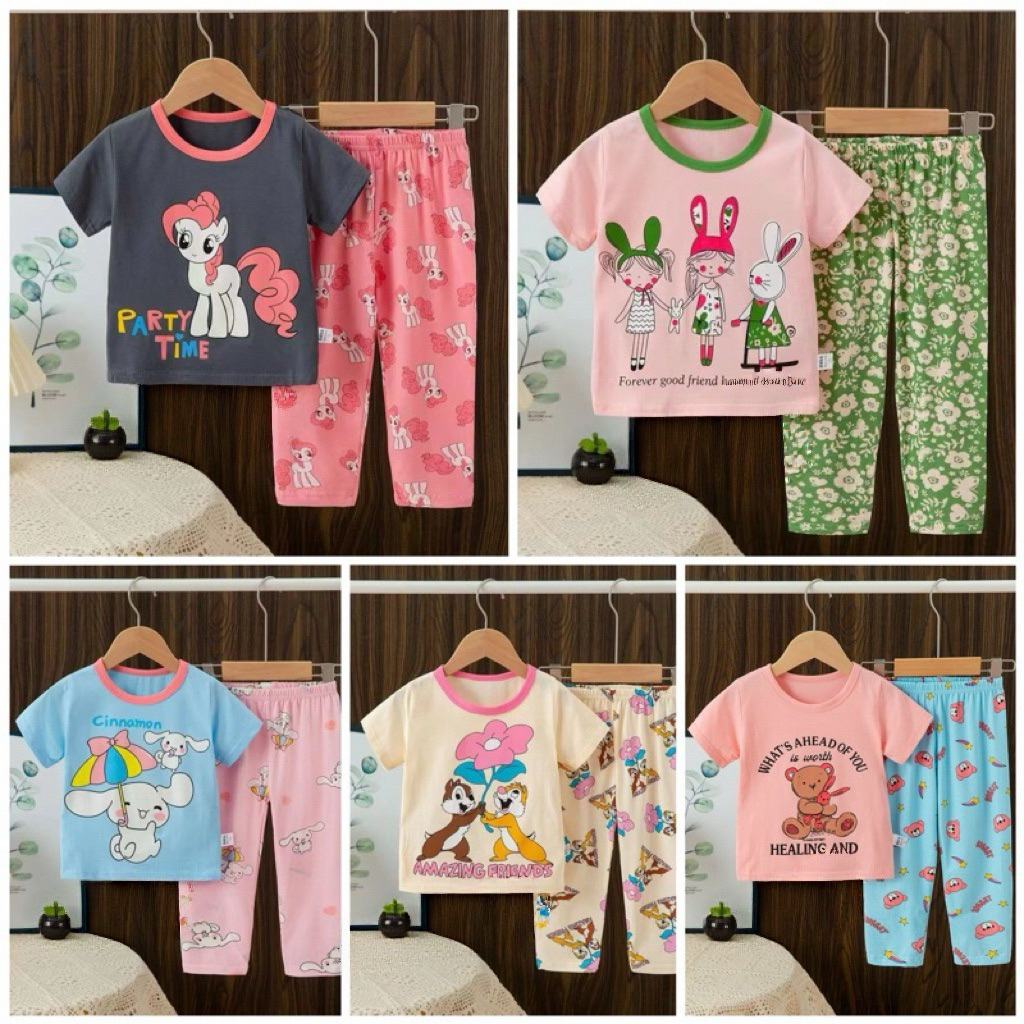 Piyama Anak Impor Ku Bao Lengan Pendek Girl 6