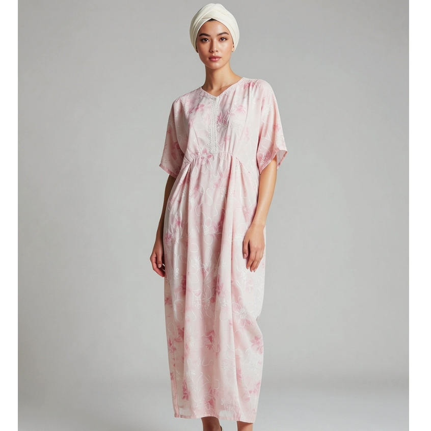 Eprise Yasmine Kaftan Dress PINK SS1017C | Kaftan Dress Wanita Muslim | Busana Lebaran Idul Fitri