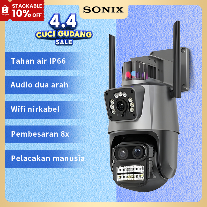Sonix IP Camera SCM01 CCTV 8MP 4K Dual Lens Outdoor Kamera Wifi Outdoor Waterproof Auto Tracking 360