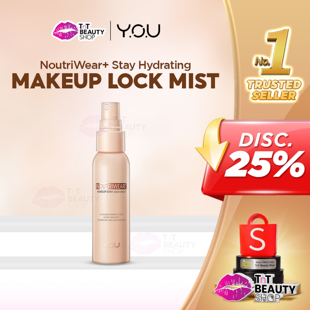 Y.O.U NoutriWear+ Makeup Stay Lock Mist | Hydrating & Nourishing | Tahan Lama Hingga 12 Jam | Oil Co