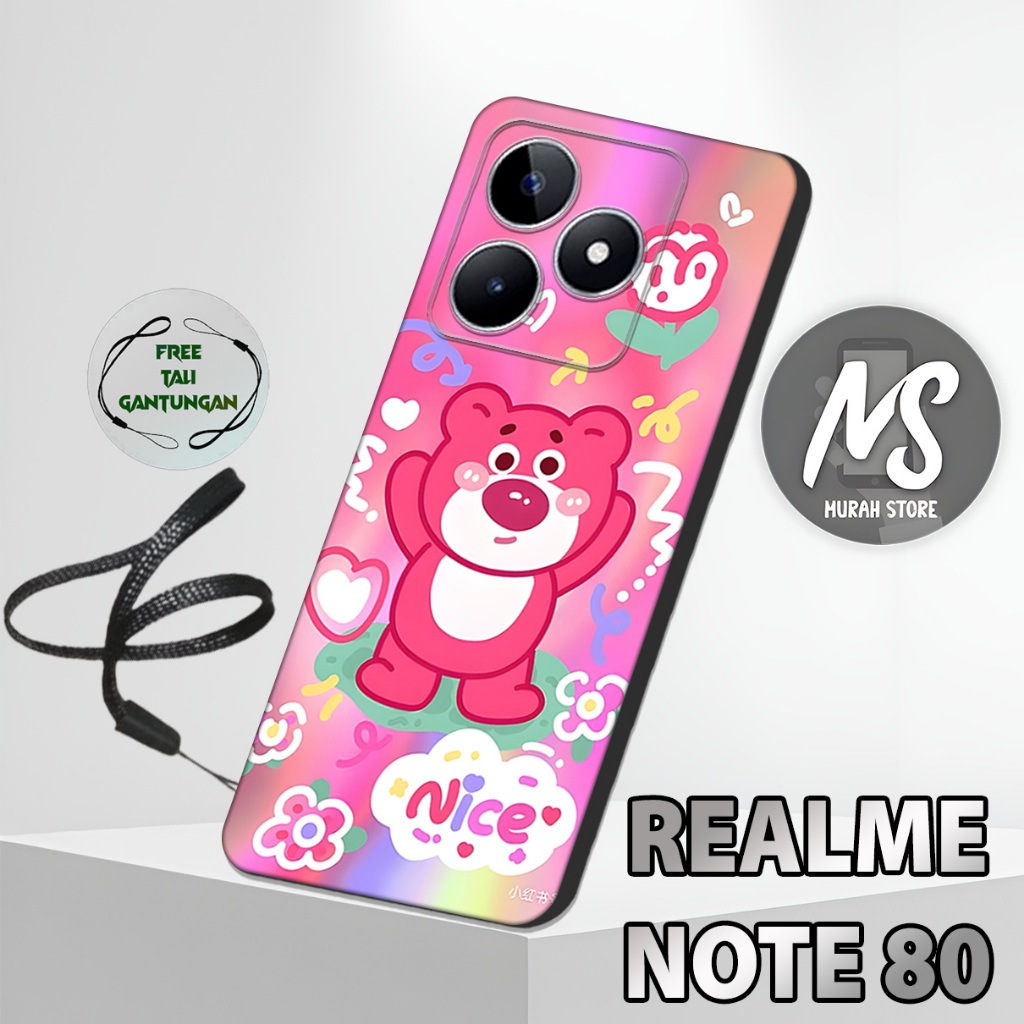 MS27 / Softcase Karet  REALME NOTE 80 + TALI GANTUNGAN HP / Motif Lucu / Case Hp REALME NOTE 80 / Si