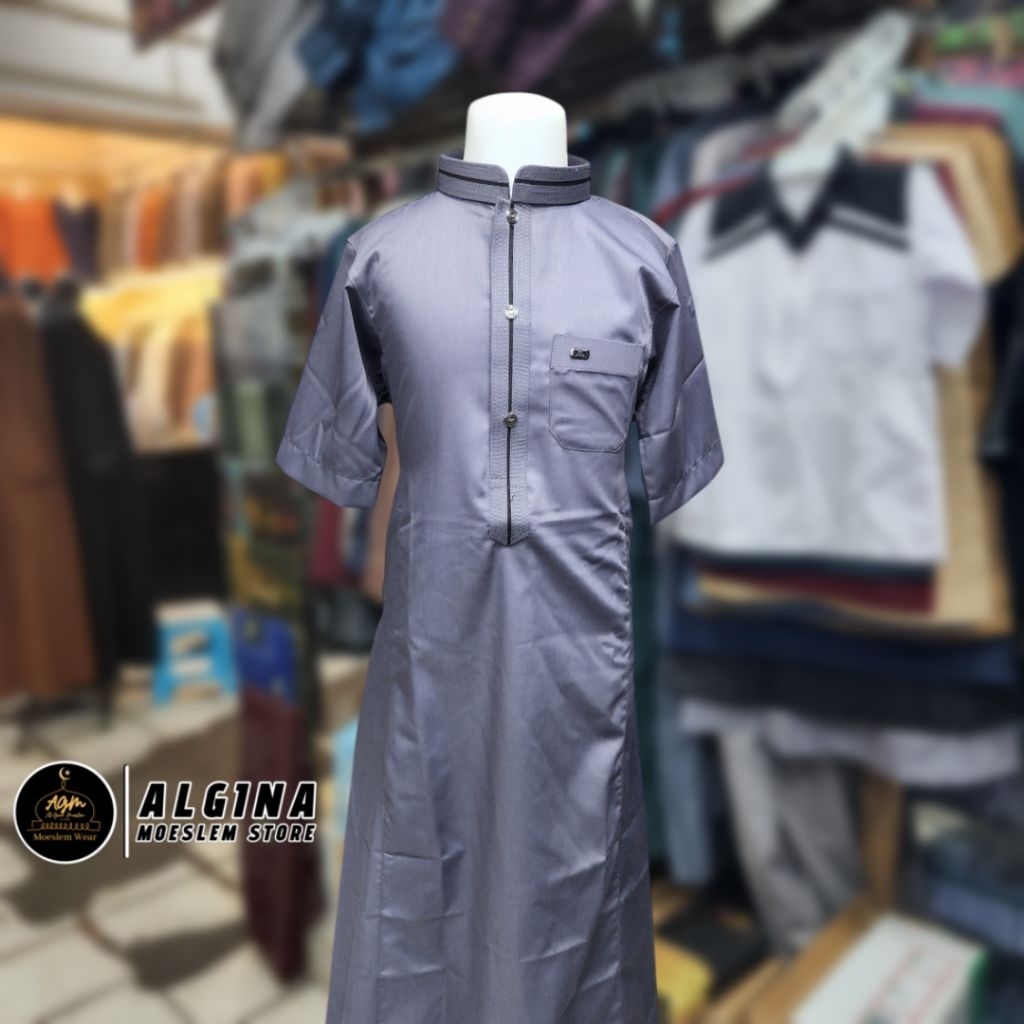 Gamis Al Wafa Warna Anak-Anak Lengan Pendek Kancing Thailand | Jubah Muslim Anak² Warna Lengan Pende