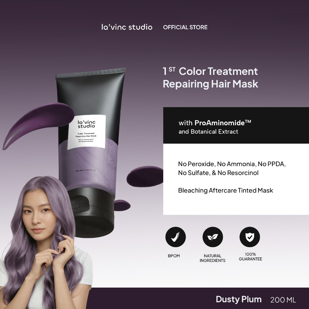 Lavinc Hair Color  200ml- Warna Dusty Plum Natural Ingredients (cat rambut semi permanen / kualitas 