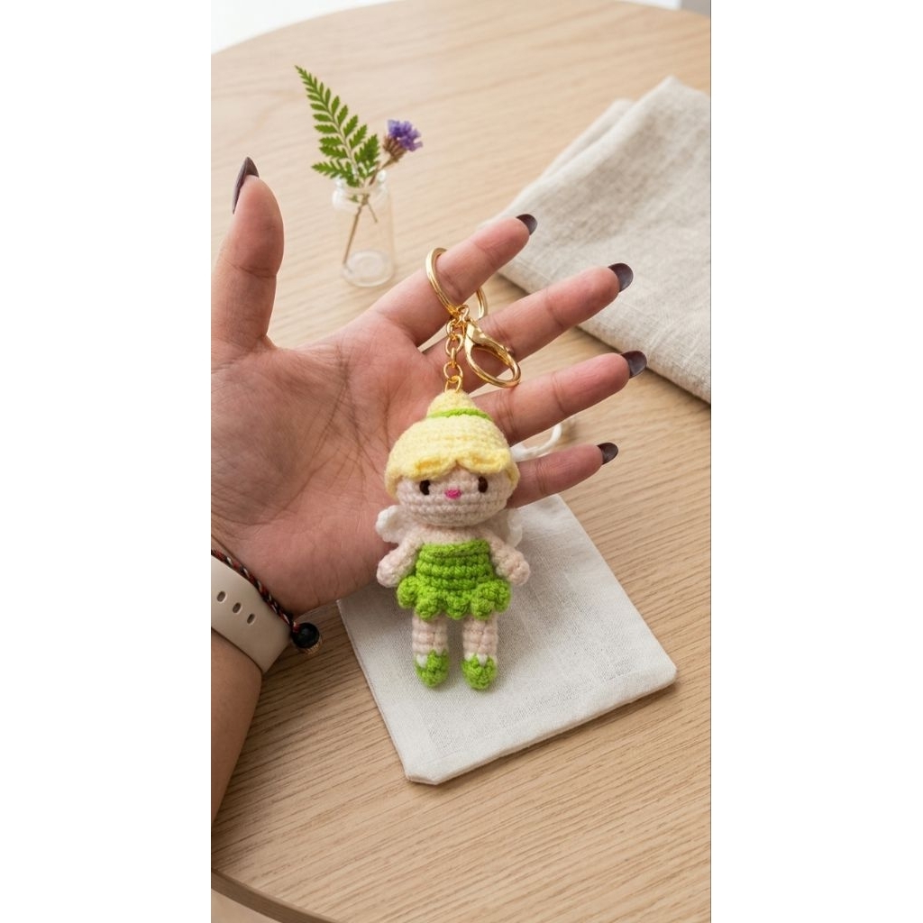 WW - GANTUNGAN KUNCI AMIGURUMI CROCHET BONEKA TINKERBELL / ELSA FROZEN