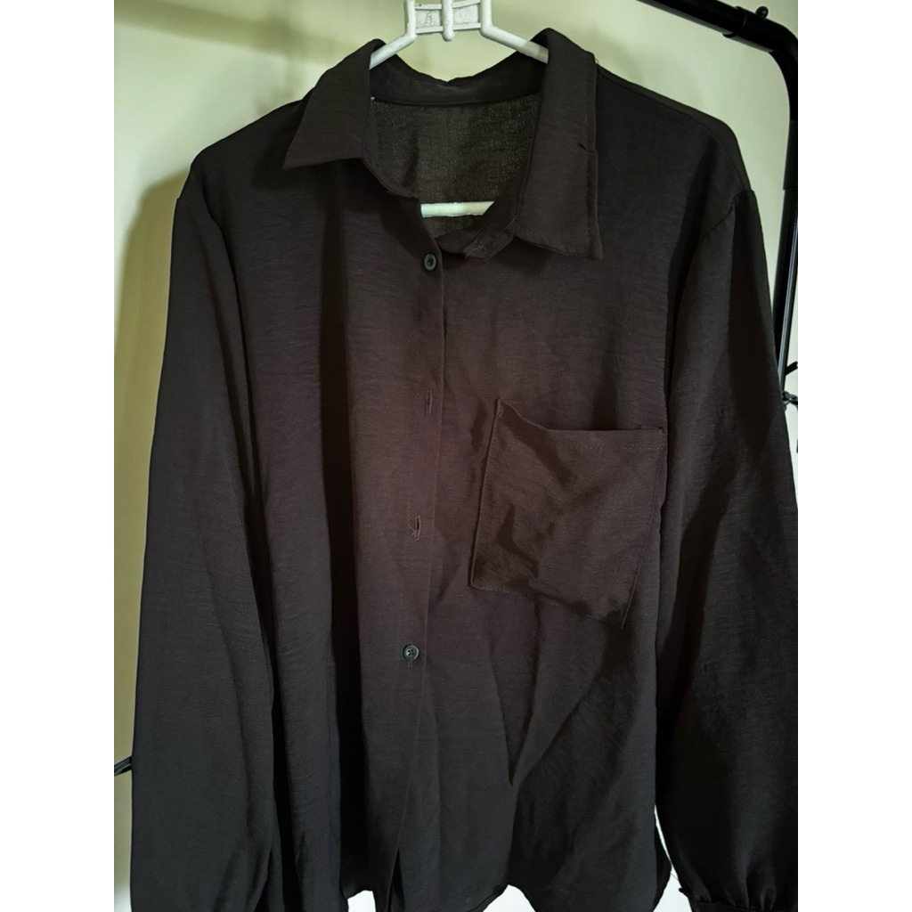 Kemeja Hitam Wanita Preloved | Sheer Look Basic