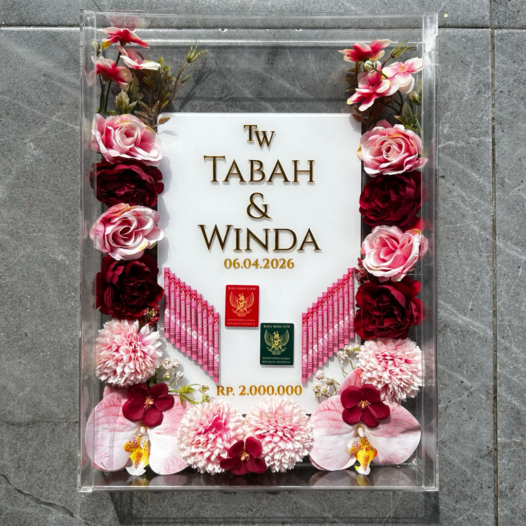 Bingkai Mahar Akrilik / Frame mahar Akrilik / Mahar Akrilik / Frame pernikahan
