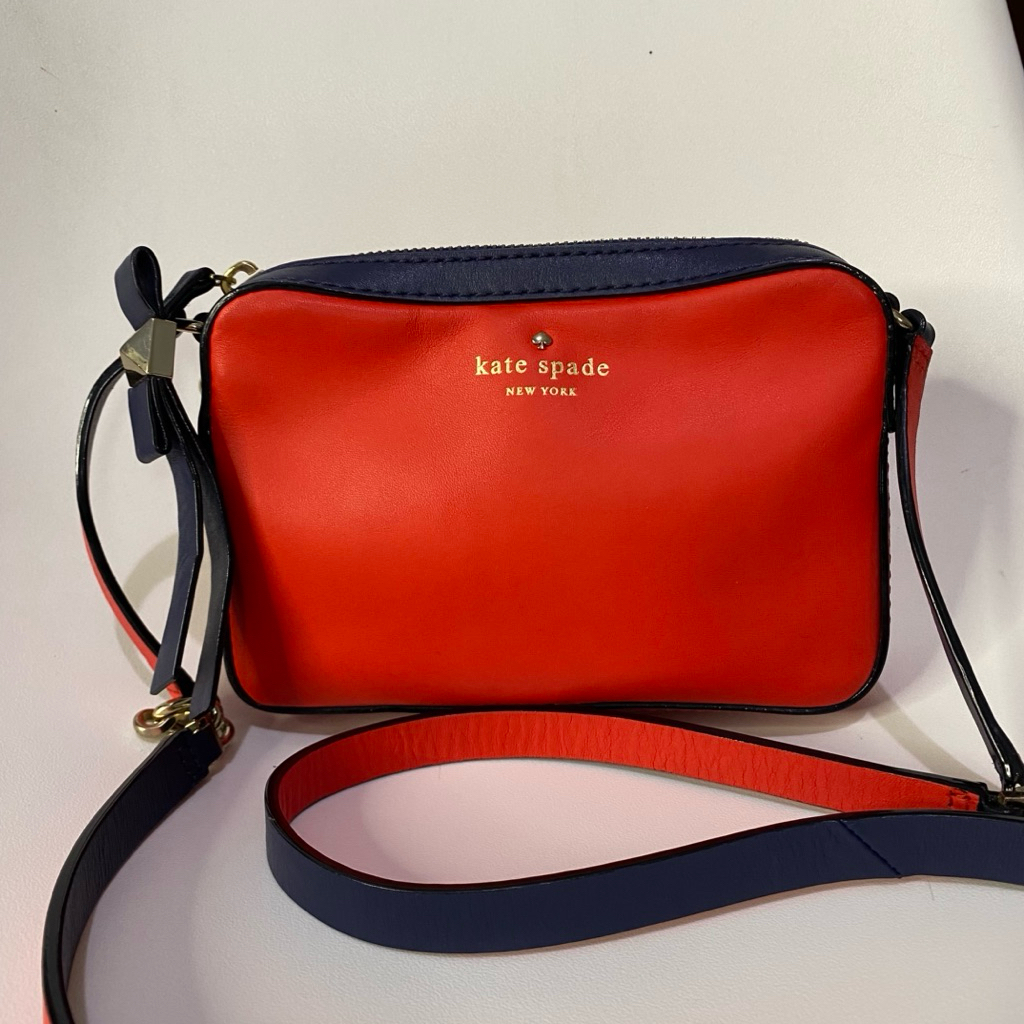 Kate Spade New York Sling Bag Burnt Orange Navy Original Tas Wanita Preloved Good Condition