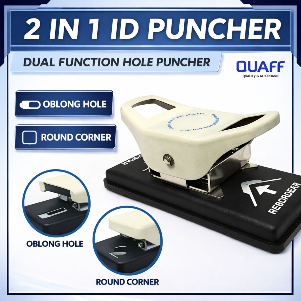 Alat Pons ID Card 2 in 1 – Punch Sudut & Oblong untuk PVC, Kertas & Foto