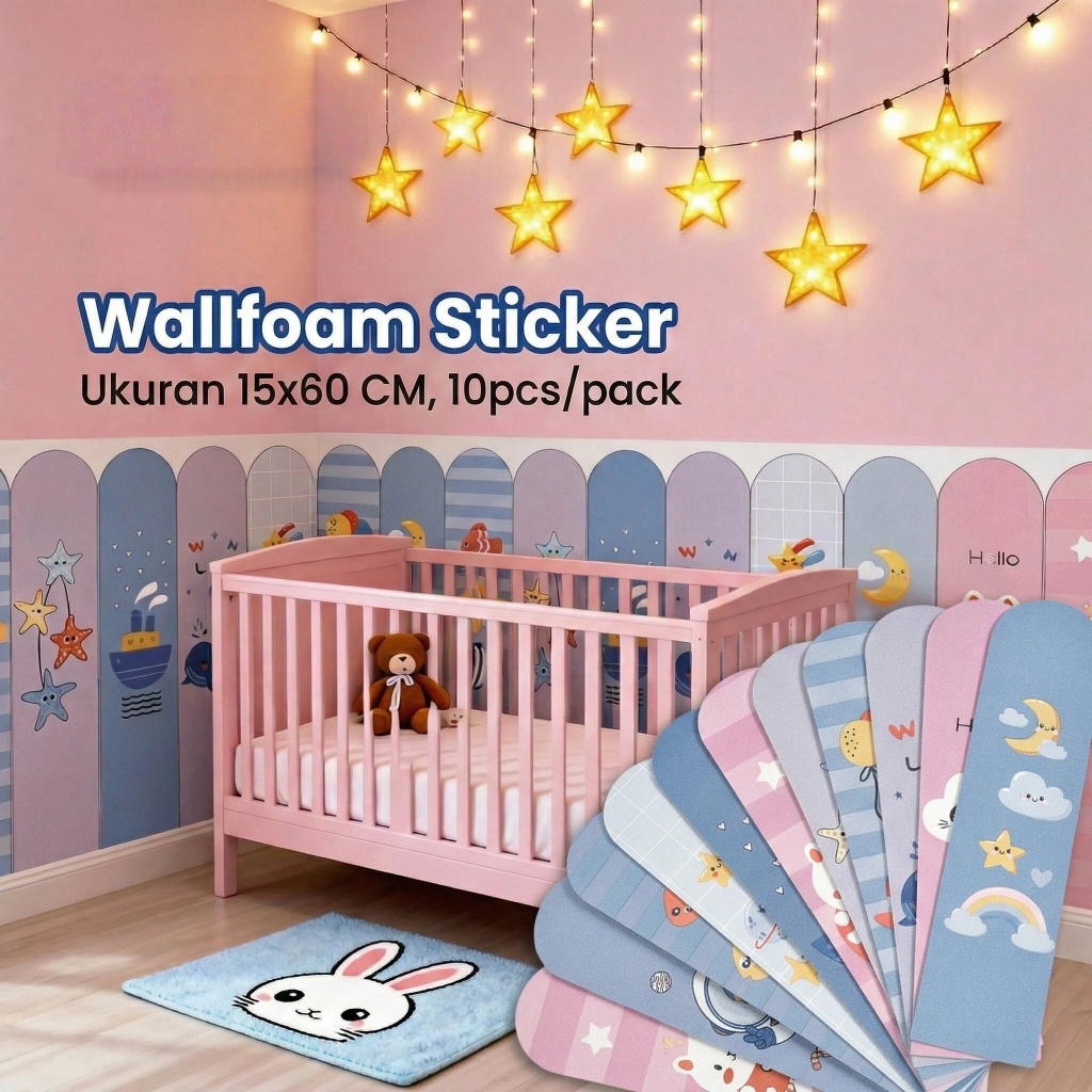 10 Pcs Wallpaper Estetik Pelindung Dinding Kamar Anak Anti-Collision Pagar Pengaman Bayi Busa XPE Te