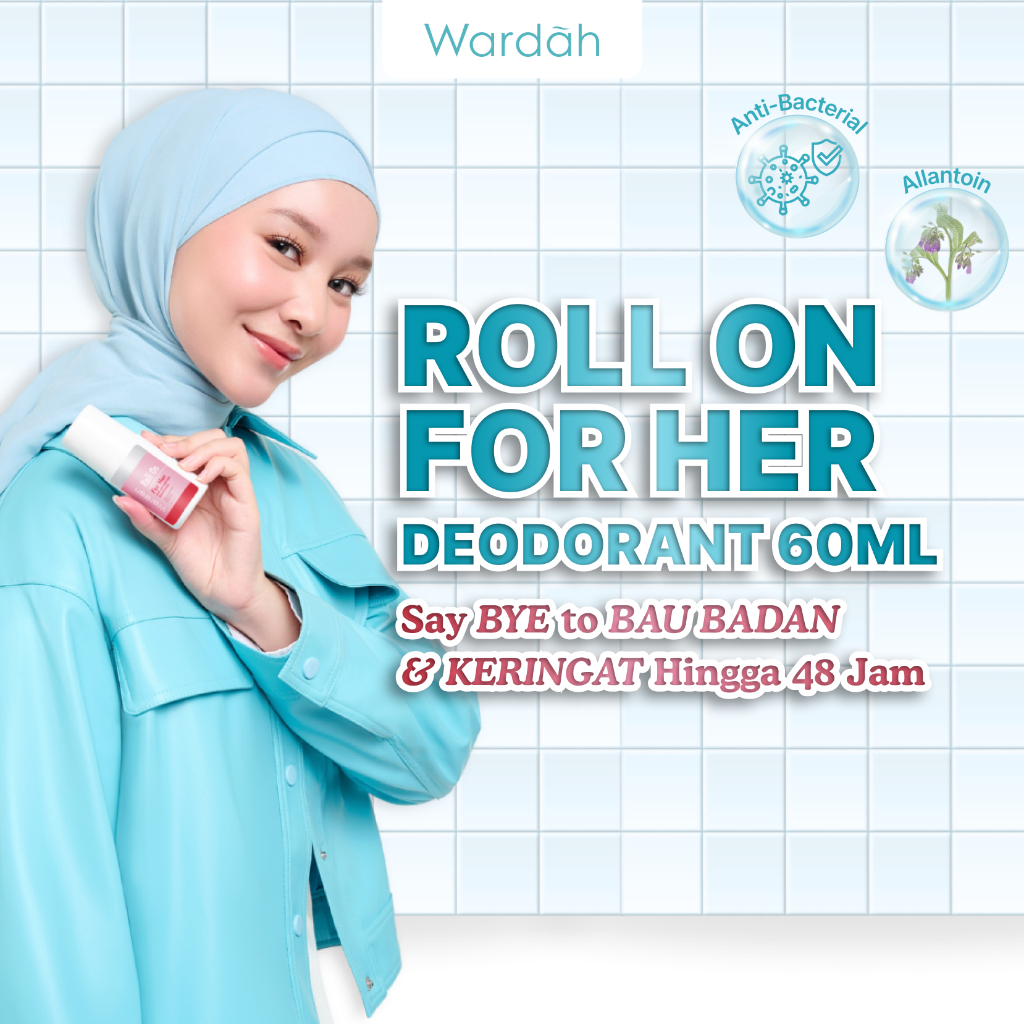Wardah Roll On For Her 60 ml - Deodoran Halal Non Alkohol yang Mampu Mencegah Bau Badan Seharian - N