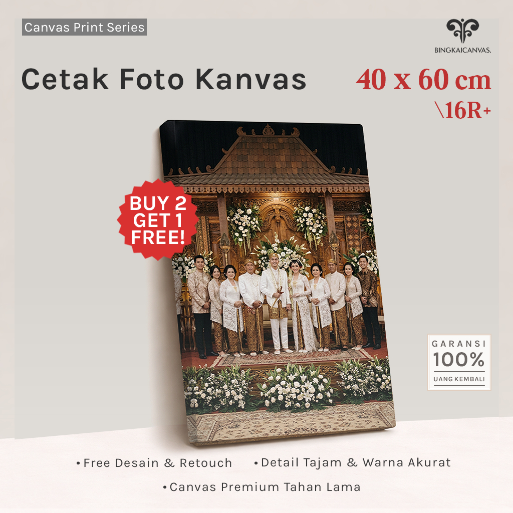 Cetak foto kanvas 40x60cm 16R/Canvas photo print + spanram
