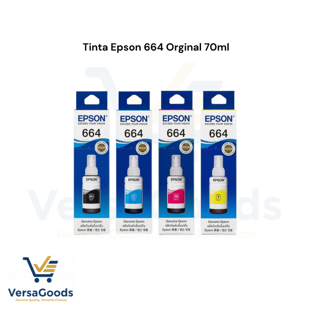 Tinta Epson 664 Original 70ml Hitam Warna untuk Printer L100 L120 L200 L210 L220 L300 L360 L565 EcoT