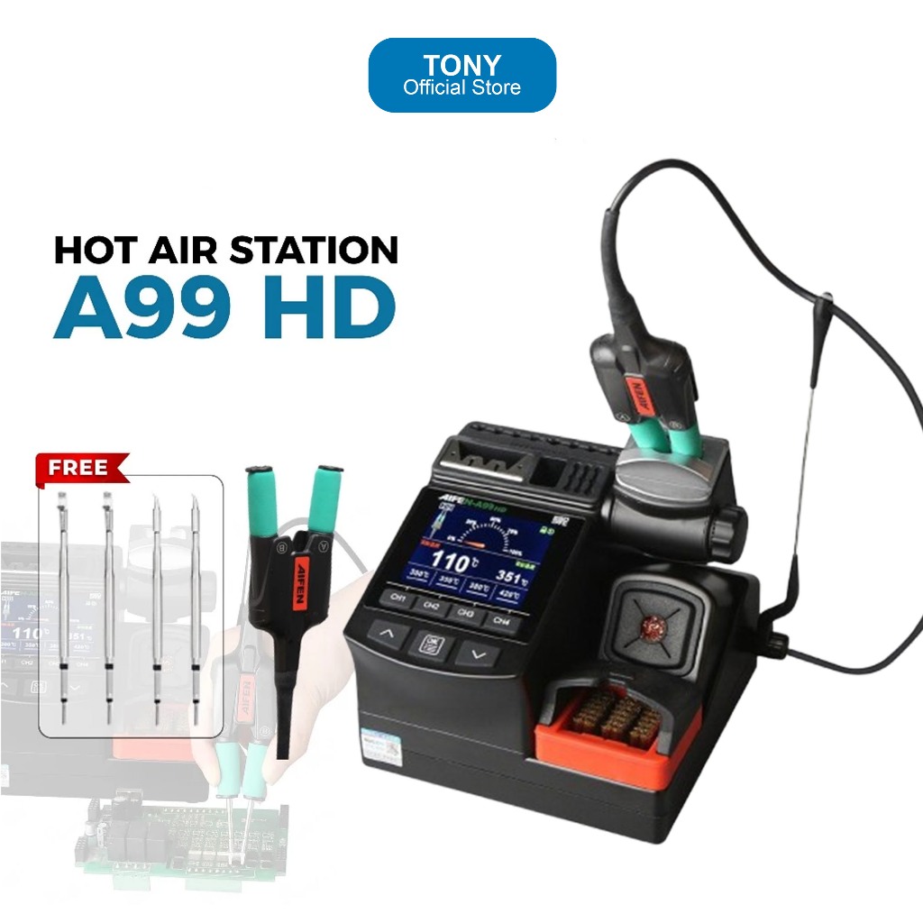 AIFEN A99 HD SOLDER STATION DUAL HANDLE ORIGINAL - AIFEN A99 HD ORIGINAL SOLDER STATION PINSET & HAN