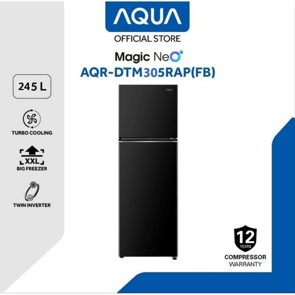 KULKAS AQUA 2PINTU AQR-DTM305RAP KULKAS AQUA 2PINTU