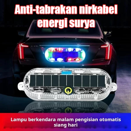 Lampu Kedip Solar Powered LED Lampu Pesawat Motor Mobil Truk RGB 3 Mode Tahan air Portabel COD