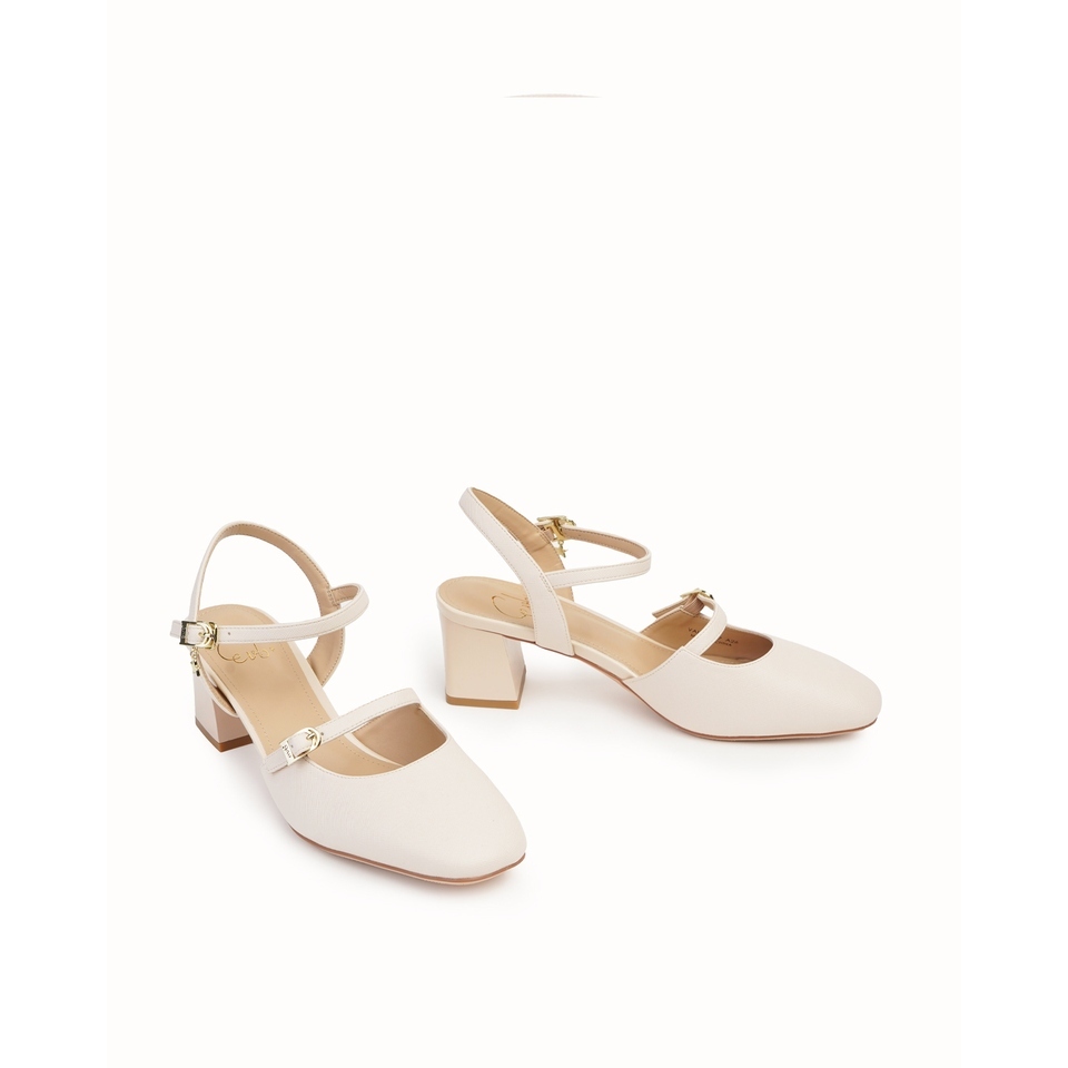 Everbest EVB Valita Heels Pump Wanita Beige Dark Brown & Light Pink