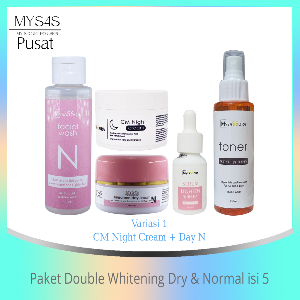 Mysas Skincare paket double whitening normal & dry