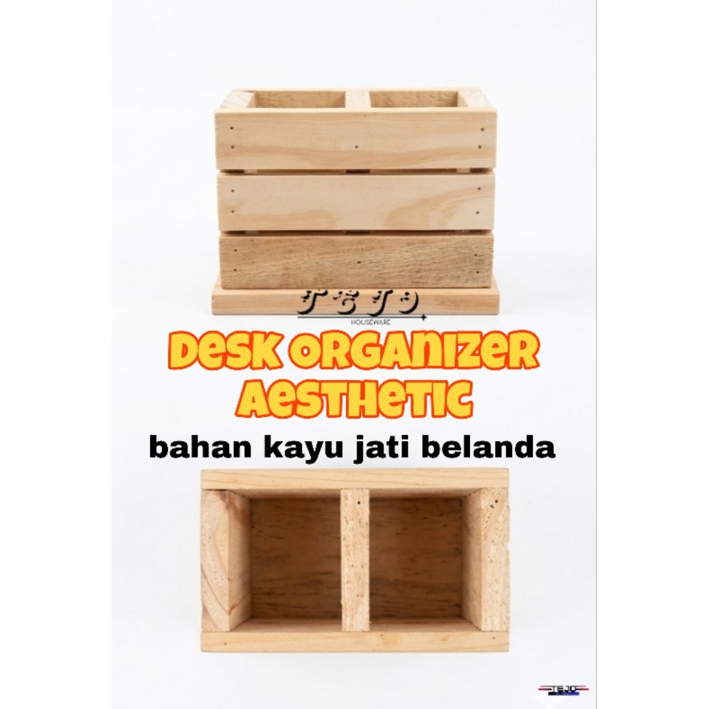Tempat Sendok Garpu Kayu Jati Belanda / Rak Alat Makan Serbaguna / Wadah Alat Tulis Kantor / Rak Kay