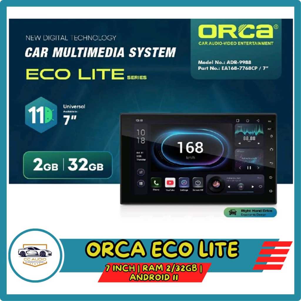 HEAD UNT ANDROID ORCA ADR-9988 ORCA ECO LITE 7 INCH RAM 2/32GB