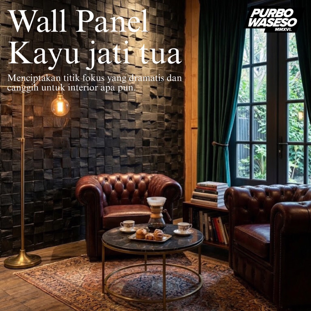 Dekorasi rumah estetik wall panel dinding kayu jati premium