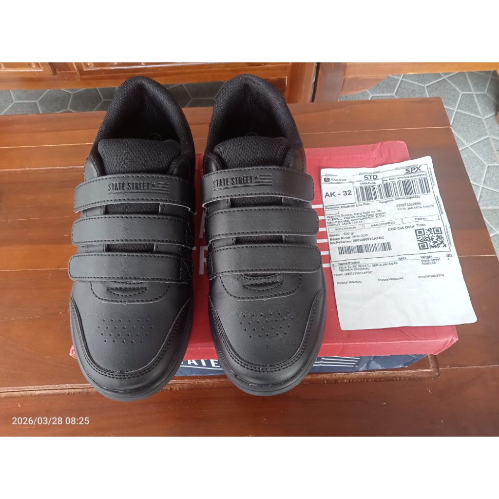 NEW Sepatu sekolah anak sepatu full black state street noah