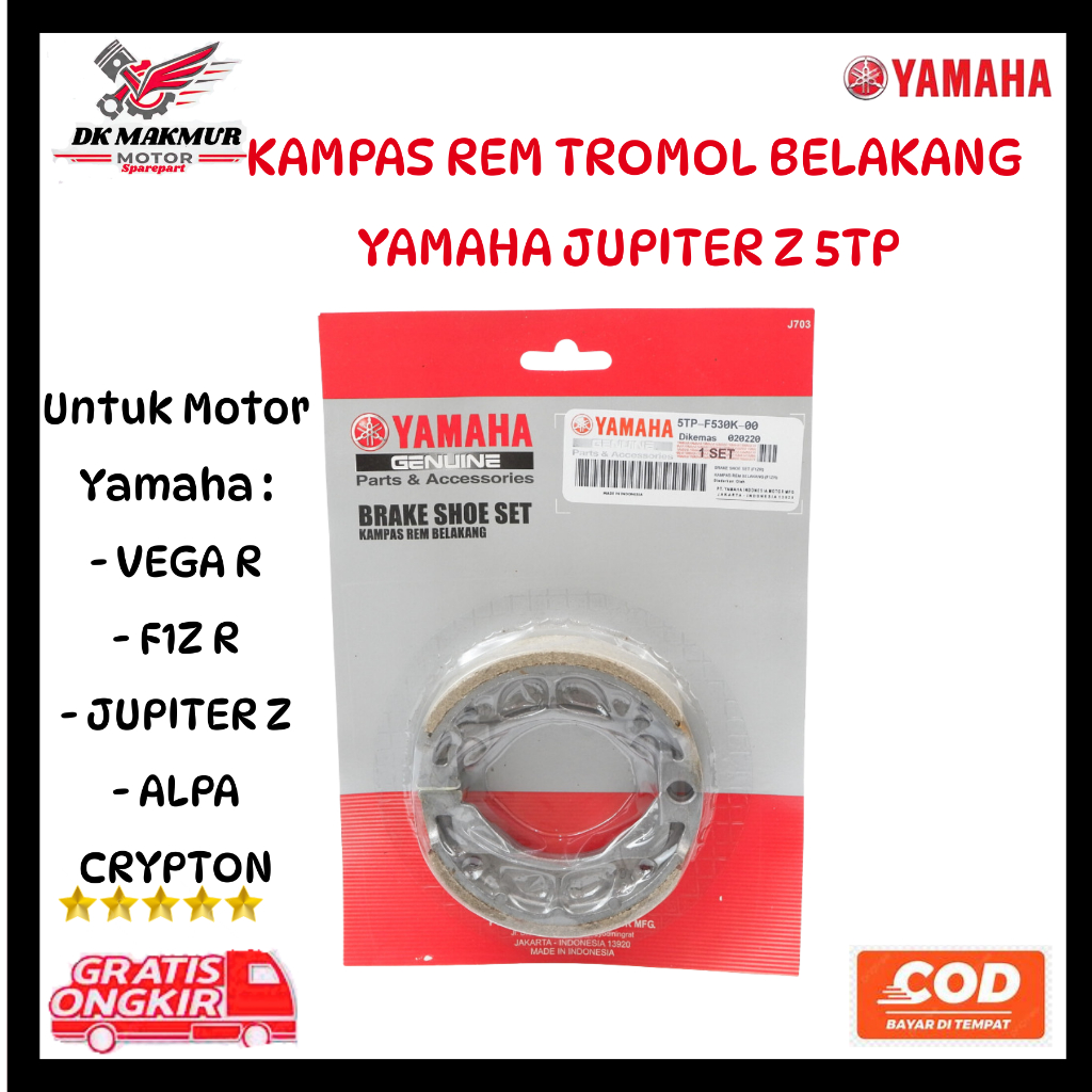 Kampas Rem Tromol Belakang Yamaha Jupiter Z 5TP - Kampas Rem Belakang Jupiter Z Original