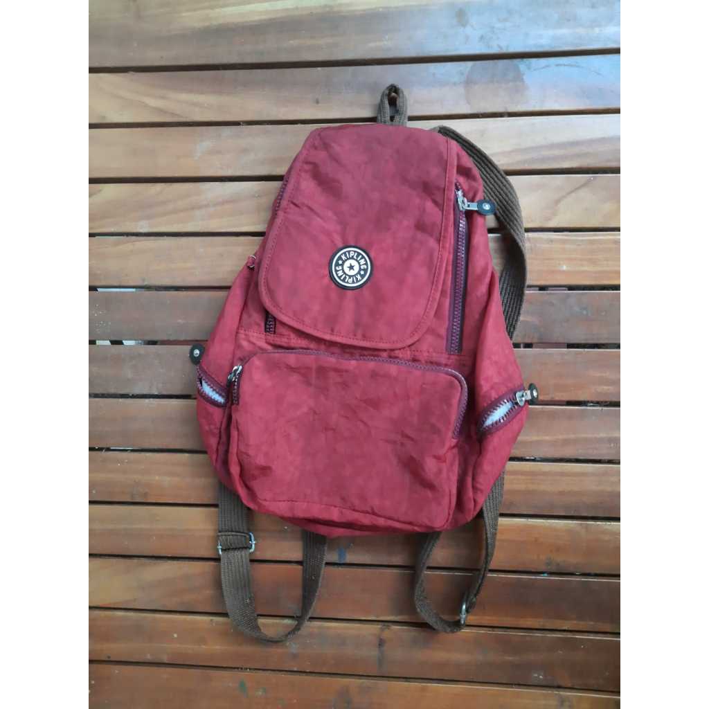 Preloved Kipling ransel tas mini maroon