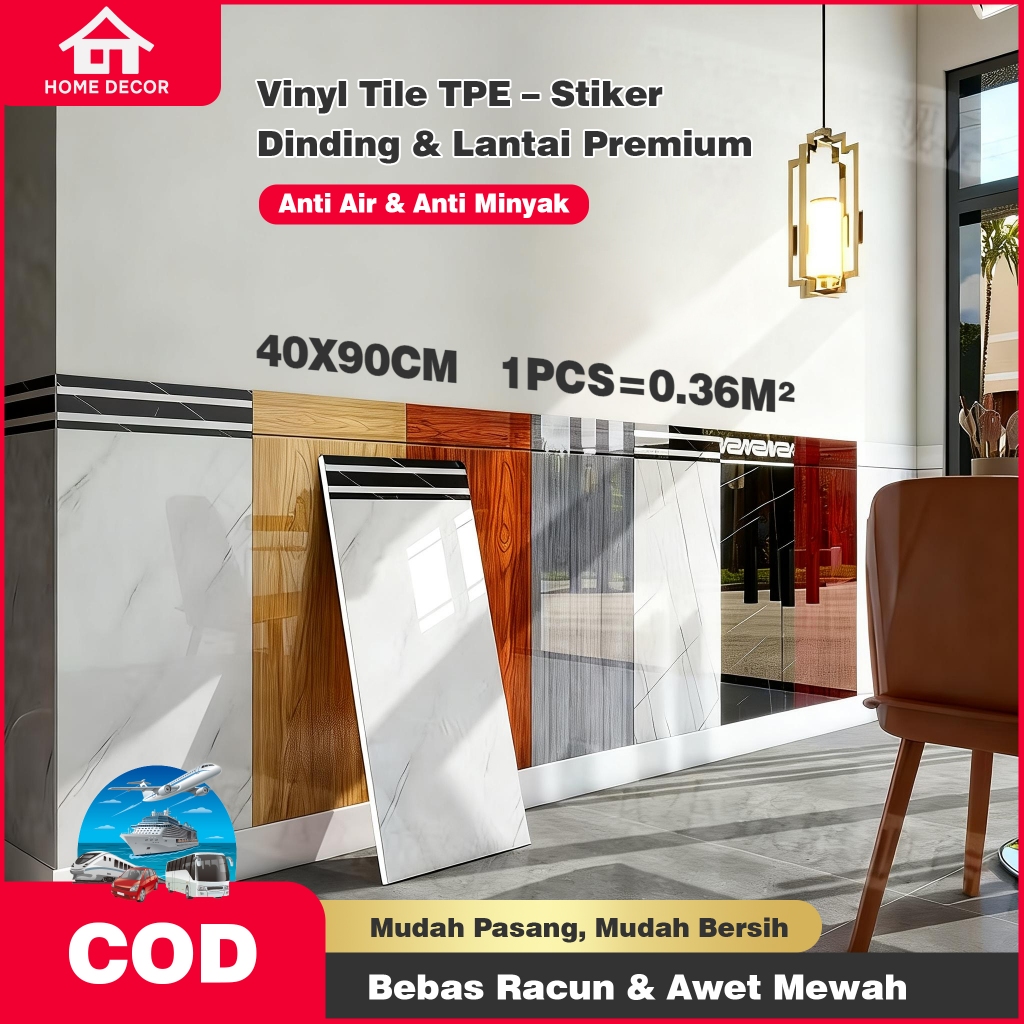 Home Decor - Wallpaper Dinding Stiker Vinyl Marmer 40x90 cm Tebal 0,2 mm Motif Marmer & Granit High 
