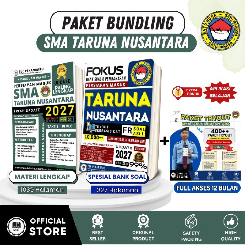 PLC - Buku Materi & Bank Soal Tes Masuk SMA Taruna Nusantara 2027 Bundling