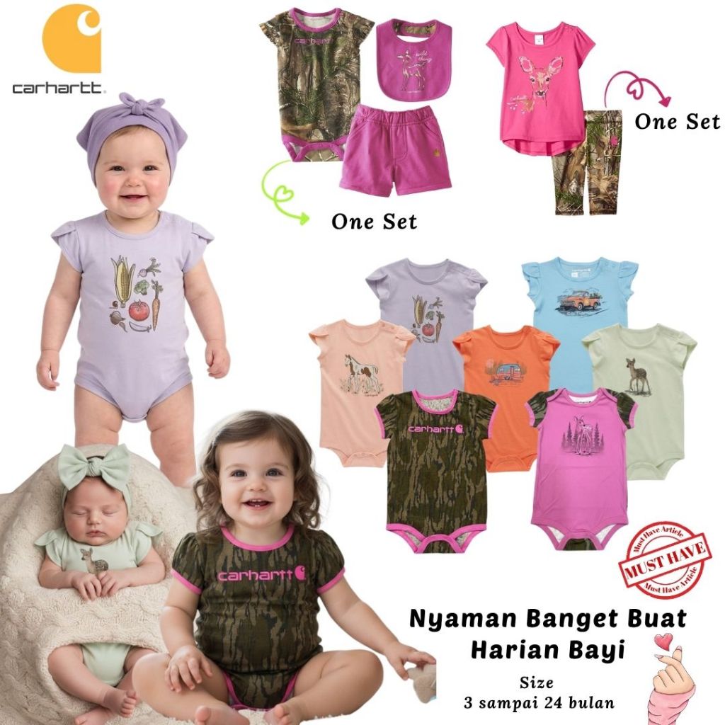 TERMURAH Romper kado Bayi Perempuan Original Brand Ekspor Carhartt Romper Bayi Super Lucu Size 3 sam