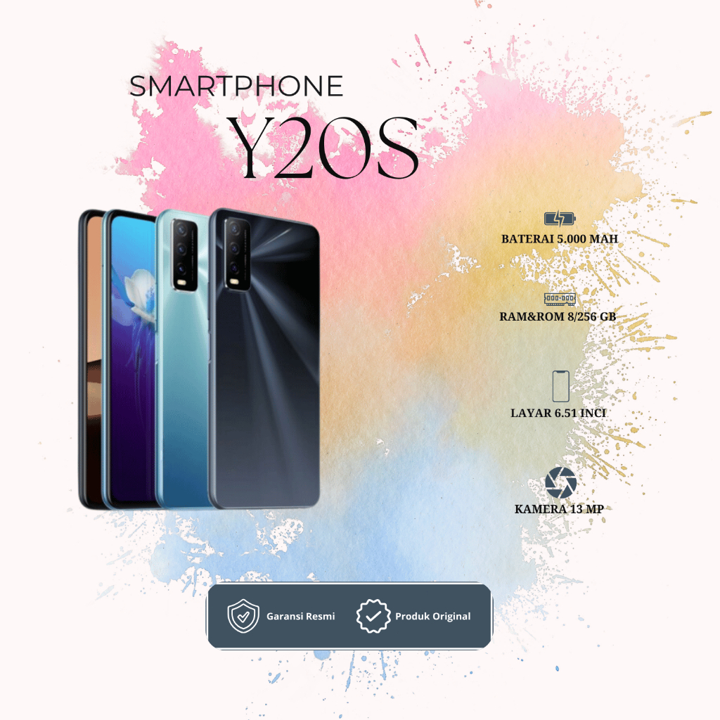 HP VIVO Y20S RAM 8/256GB KAMERA 13 MP LAYAR 6.51 INCI ORIGINAL GARANSI 1 TAHUN