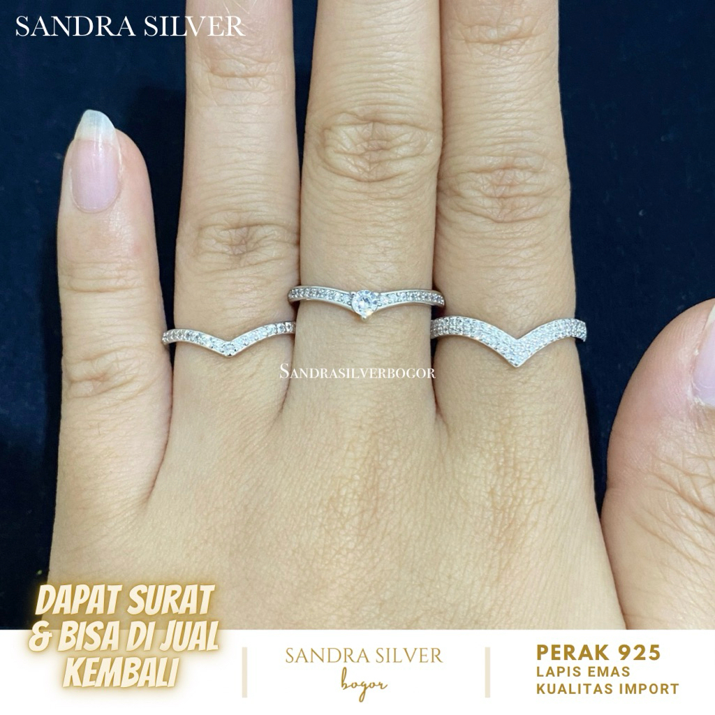 Cincin Aurel Perak 925 lapis emas putih