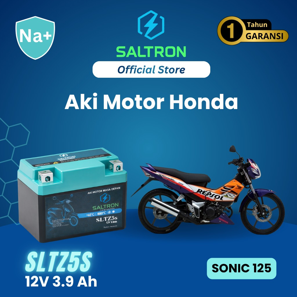 SALTRON BATTERY AKI MOTOR SONIC 125 AKI KERING 100& ORIGINAL