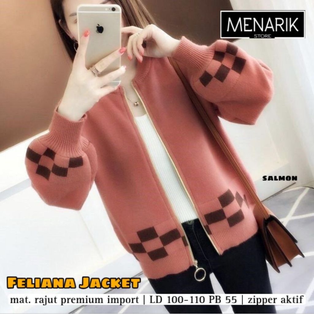 Jaket rajut cardy import bangkok remaja korean style premium Outer rajut Feliana
