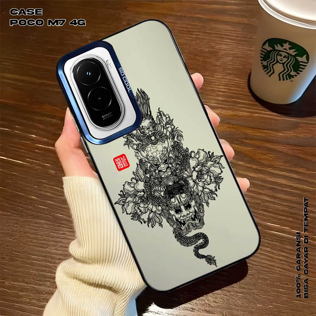 CASE XIAOMI POCO M7 4G - Casing POCO Premium Matte Hard Casing - Case IMD - Case Hologram Motif DRAG