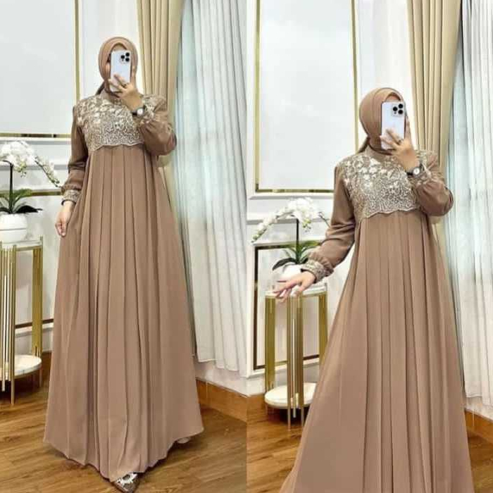 baju gamis brukat terbaru/baju gamis model kekinian /baju gamis wanita dewasa