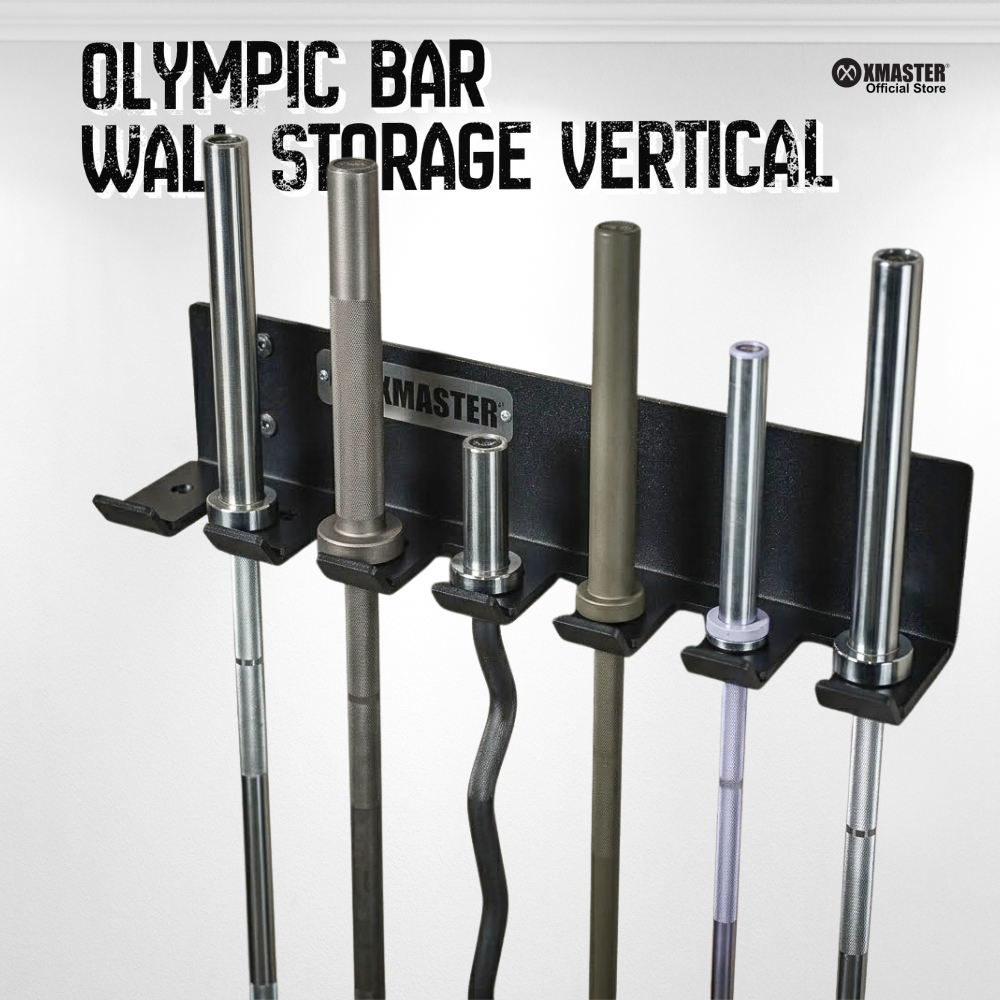 XMASTER Vertical Barbell Rack Wall Mount | Rak Barbell Dinding Gym Storage | Holder Barbell Olympic 
