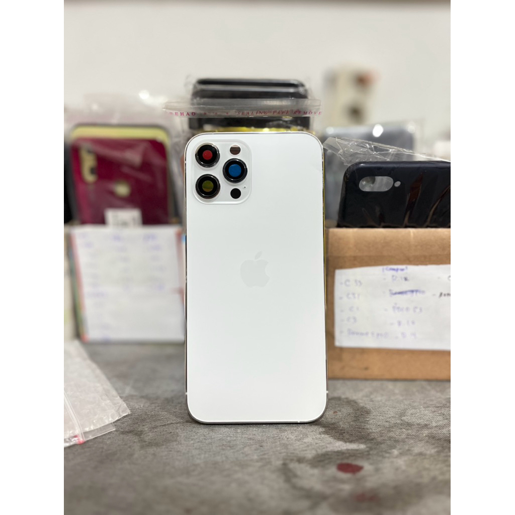 HOUSING IPHONE 12 PRO MAX WHITE FULLSET BACKDOOR FRAME TULANG TENGAH BEZZEL IPHONE ORIGINAL TERMURAH
