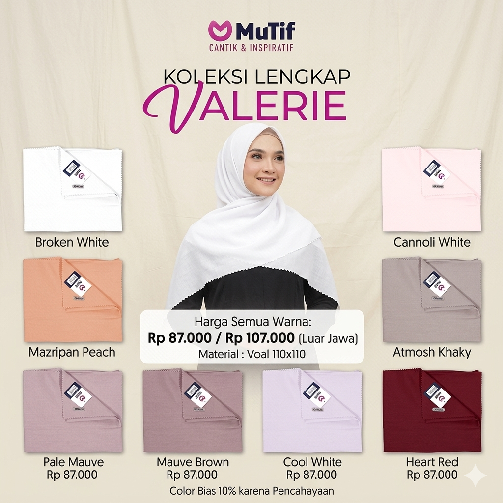 MuTif - Jilbab Valerie ukuran 110 x 110 bahan voal