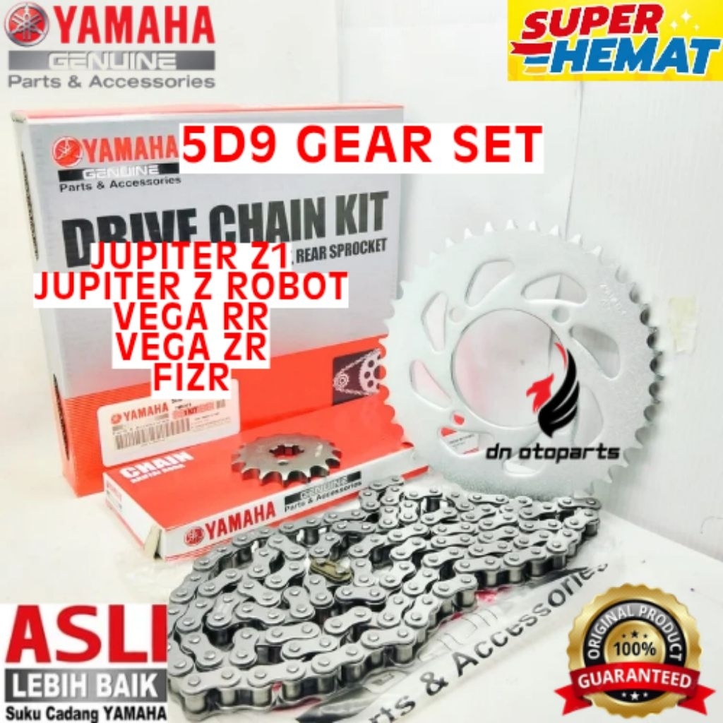 GEAR SET ORIGINAL YAMAHA KODE 5D9, GEAR SET JUPITER Z1, GEAR SET JUPITER Z ROBOT, GEAR SET VEGA RR, 