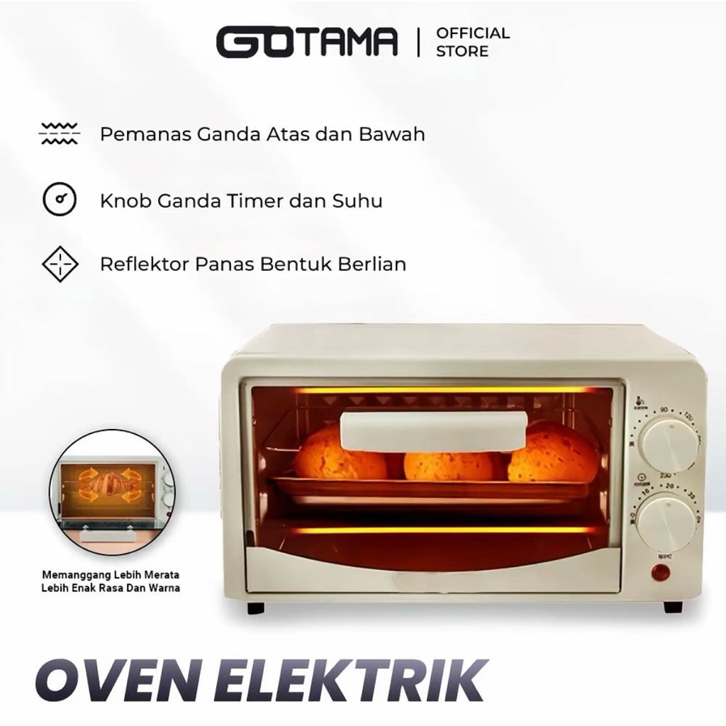 Oven Listrik Finito 12 Liter Stainless Steel dengan Pemanas Atas Bawah