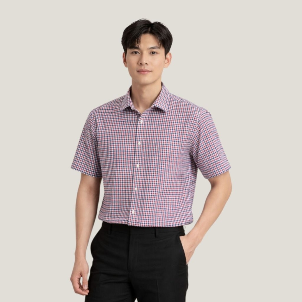 [Preloved] 019 Tara Top | Kemeja Top Baju Atasan Pria Arrow Lengan Pendek Kotak