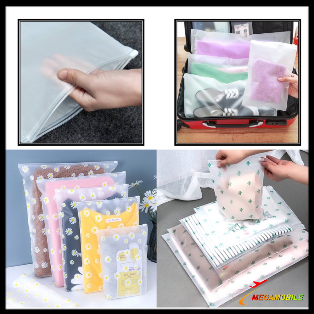 MM Ziplock Karakter Travel Pouch Serbaguna Polos Zipper Motif Packaging Storage Bag Tas Penyimpanan 