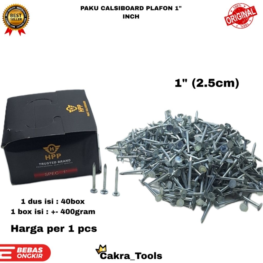 PAKU CALSIBOARD PLAFON 1 INCH / PAKU PLAFON CALSIBOARD 1 INCH ( 1 KOTAK KURANG LEBIH 0.4KG ]