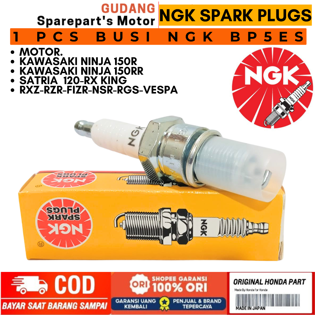 BUSI NGK BP5ES KHUSUS MOTOR 2 TAK TIPE RX KING,NINJA 150R,NINJA 150RR,SATRIA 2TAK,FIZR,VESPA,NSR-PRE