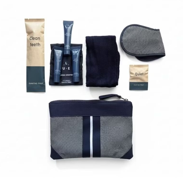 Pouch Amenity Kit Qantas First Class Lagaia Unedited - Travel Set Eksklusif Premium