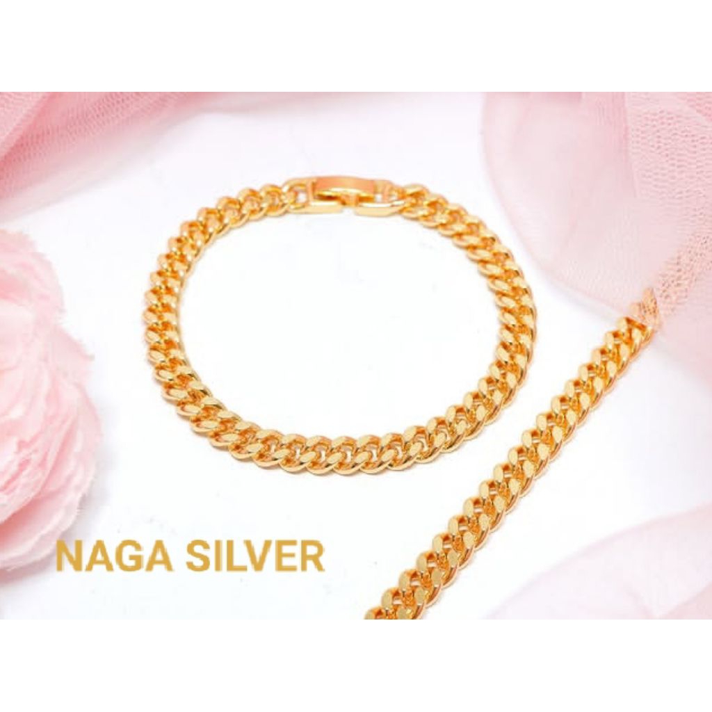 beli 2 gratis 1+ gratis emas murni 24 K gelang rantai lapis emas murni 24 K
