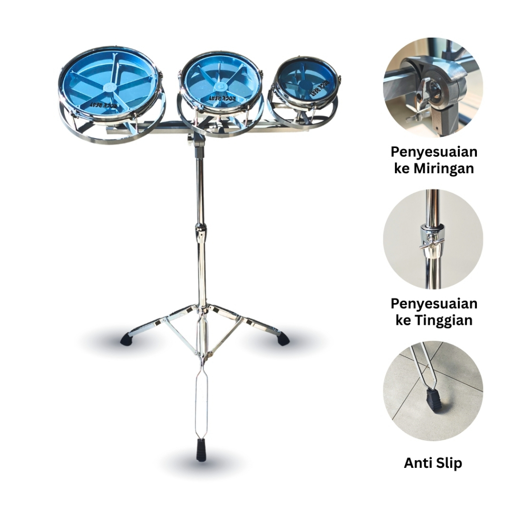 Rototom Rock Beat 6+8+10 JBCT-6810 Adjustable Tinggi & Sudut, Kaki Anti Slip Stabil