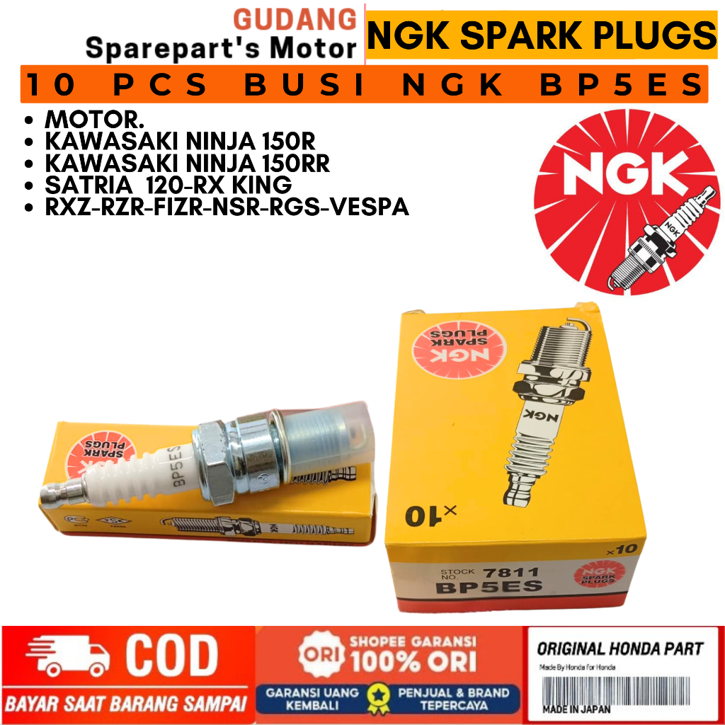 BUSI NGK BP5ES ISI 10 PCS-1 BOX MOTOR 2 TAK KUALITAS TERJAMIN-AWET PENGAPIAN STABIL